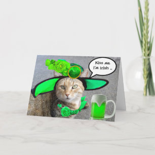 CHIC ST. PATRICK'S DAY KATZE, GRÜNE ROSEN, IRISCHE KARTE