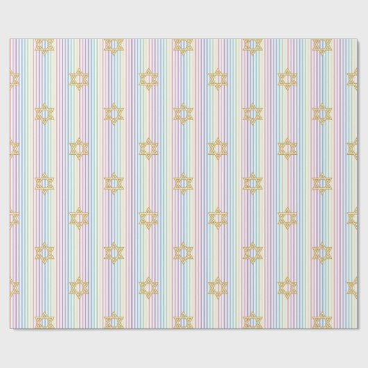 Chic Star of David Rainbow Striped Pattern Geschenkpapier (Flach)