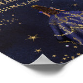 Chic Starry Night Navy Blue Dress Gold Quinceañera Poster (Ecke)
