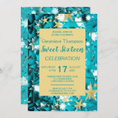 Chic Stars 16 . Geburtstag Party Einladung (Vorne/Hinten)