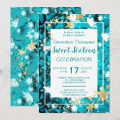 Chic Stars 16 . Geburtstag Party Einladung (Vorne/Hinten)