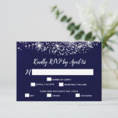 Chic Stars auf Navy Blue RSVP Karte (Stehend Vorderseite)