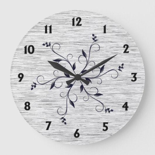 Chic Static Texture Black Numbers Große Wanduhr (Vorderseite)