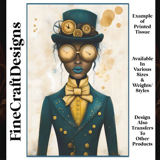 Chic Steampunk Female Gold Goggles P4 Decoupage Seidenpapier