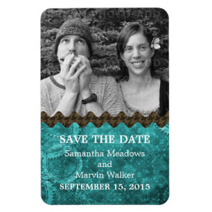 Chic Steampunk Foto Save the Date Magnet, Aquamari Magnet