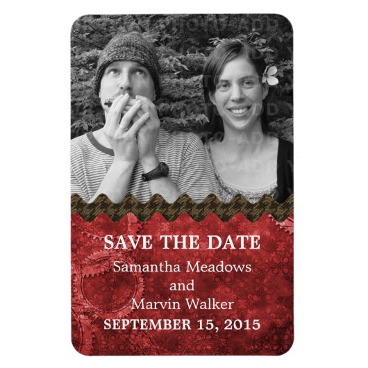 Chic Steampunk-Foto Speichern Sie das Date Magnet, Magnet (Vertikal)