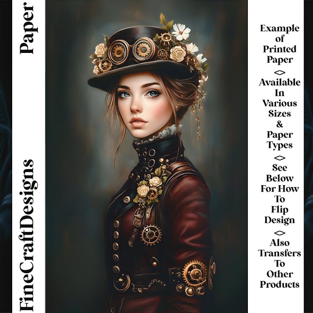 Chic Steampunk Woman Portrait CJ3 Scrapbook Paper (Von Creator hochgeladen)