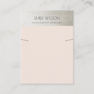 CHIC STEEL-GRAU SILBER BLUSH PINK HALSKETTE AUSSTE VISITENKARTE