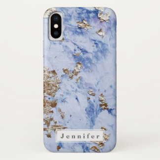 Chic Stilblauer goldener Marmor personalisiert Case-Mate iPhone Hülle