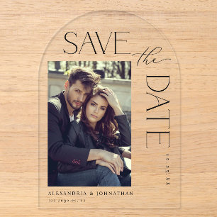 Chic Stilvoll Mod Foto Save the Date 2 Bogen Acryleinladungen