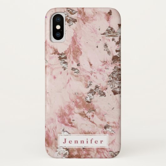 Chic Stilvoll rosa goldgelber Marmor personalisier Case-Mate iPhone Hülle (Rückseite)