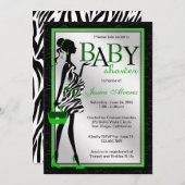 Chic-stilvolle moderne Mama-Grünzebra-Baby-Dusche Einladung (Vorne/Hinten)