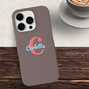 Chic stilvoller Mocha-Braun Monogramm Anfangsname iPhone 16 Pro Hülle