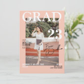 Chic stilvolles Abschluss Foto Magazin Einladung (Stehend Vorderseite)