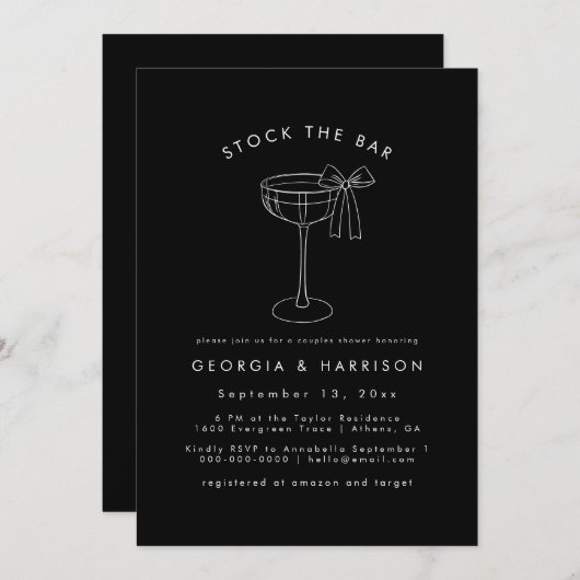 Chic Stock Die Bar Paare Dusche Einladung (Vorne/Hinten)