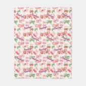chic strawberries coquette bow repeating name pink fleecedecke (Vorderseite)