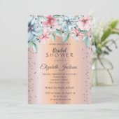 Chic String Lights, Diamonds Blumenmotiv Brautpart Einladung (Stehend Vorderseite)