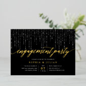 Chic String Lights Engagement Party Folieneinladung (Stehend vorne)