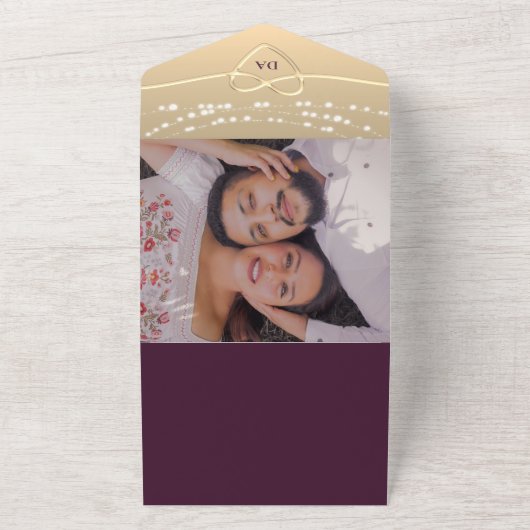 Chic String Lights Hochzeiten QR Code All In One Einladung (Außenbereich)