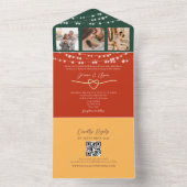 Chic String Lights Hochzeiten QR Code All In One Einladung (Innen Boden)