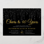 Chic String Lights Jährliches Party Folieneinladung (Vorderseite)