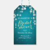 Chic String Lights Türkis Glitzer Brautparty Geschenkanhänger (Rückseite)