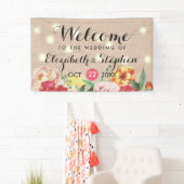 Chic String Lights und Linen Floral Wedding Banner (Insitu)