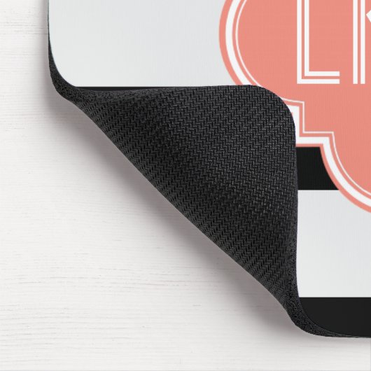 Chic Strip & Three Monogram Mousepad (Ecke)