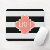 Chic Strip & Three Monogram Mousepad (Mit Mouse)