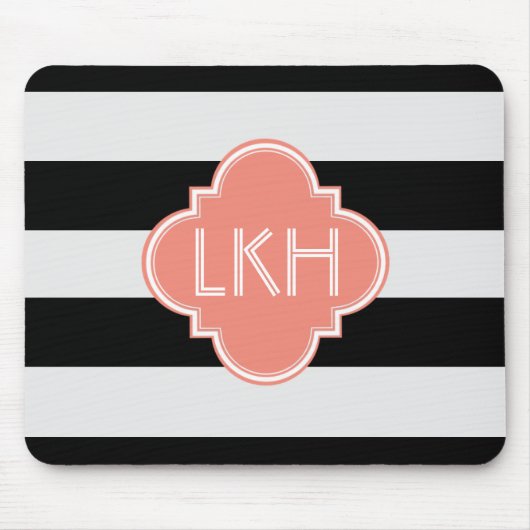 Chic Strip & Three Monogram Mousepad (Vorne)