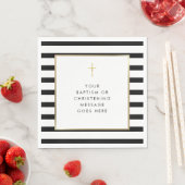 Chic Stripe Gold Cross Taufe Weihnachtsbotschaft Serviette (Beispiel)