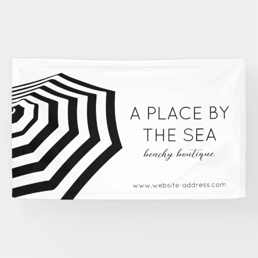 Chic Striped Beach Umbrella Boutique Banner (Horizontal)