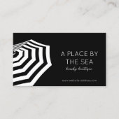 Chic Striped Beach Umbrella Boutique Black Visitenkarte (Vorderseite)
