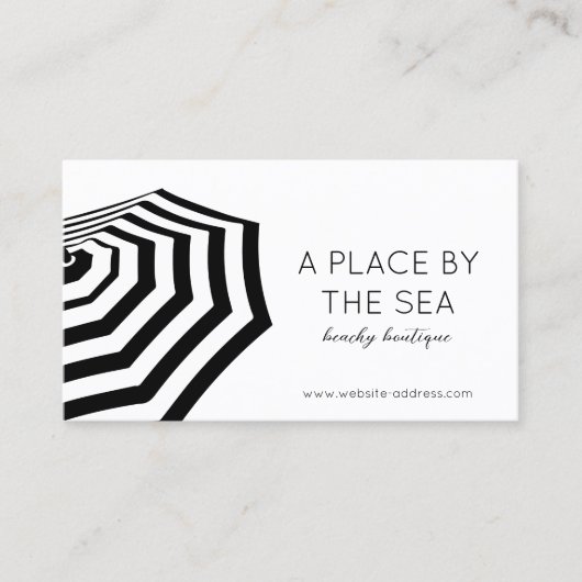 Chic Striped Beach Umbrella Boutique Visitenkarte (Vorderseite)
