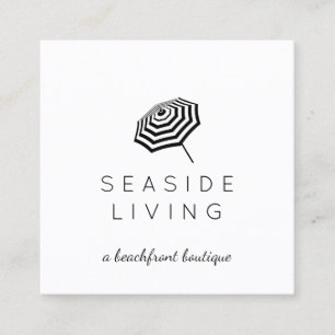 Chic Striped Beach Umbrella Logo-Boutique Quadratische Visitenkarte
