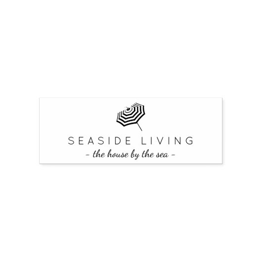 Chic Striped Beach Umbrella Logo Briefmarke Permastempel (Design)
