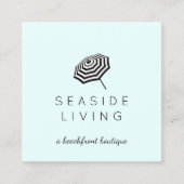 Chic Striped Beach Umbrella Logo Minze Quadratische Visitenkarte (Vorderseite)