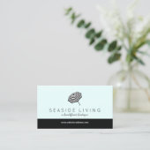 Chic Striped Beach Umbrella Logo Minze Visitenkarte (Stehend Vorderseite)