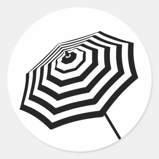 Chic Striped Beach Umbrella Logo Runder Aufkleber (Vorderseite)