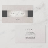 Chic Striped Imitats Silver Foil und Black Monogra Visitenkarte (Vorne/Hinten)