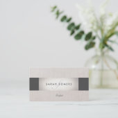 Chic Striped Imitats Silver Foil und Black Monogra Visitenkarte (Stehend Vorderseite)