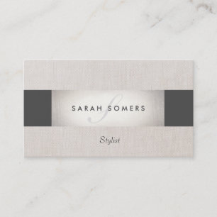 Chic Striped Imitats Silver Foil und Black Monogra Visitenkarte