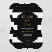 Chic Stripes Abschluss Einladung (Vorne/Hinten)