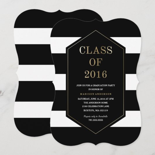 Chic Stripes Abschluss Einladung (Vorne/Hinten)