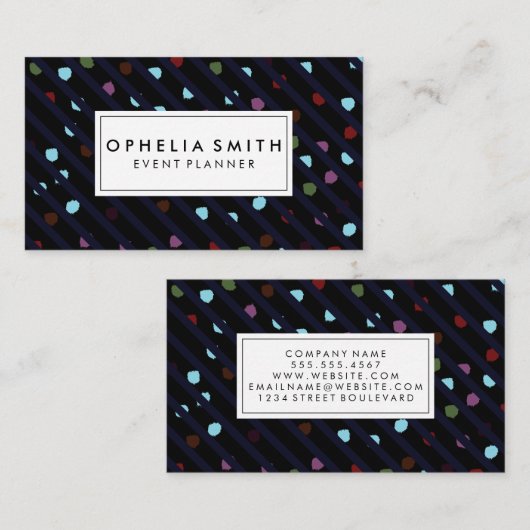 Chic Stripes and Dots Texture Visitenkarte (Vorne/Hinten)