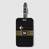 Chic Stripes auf mit Monogramm schwarz Gepäckanhänger (Vorderseite Vertikal)