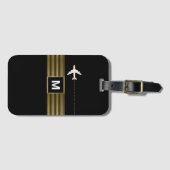 Chic Stripes auf mit Monogramm schwarz Gepäckanhänger (Vorderseite (Horizontal))