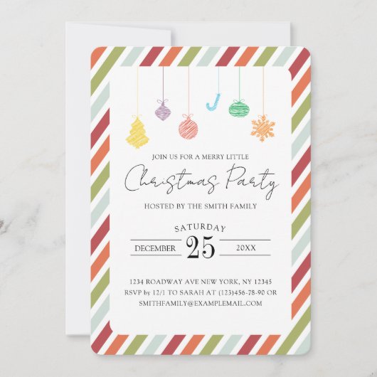 Chic Stripes & Christmas Ornament Weihnachten Part (Vorderseite)