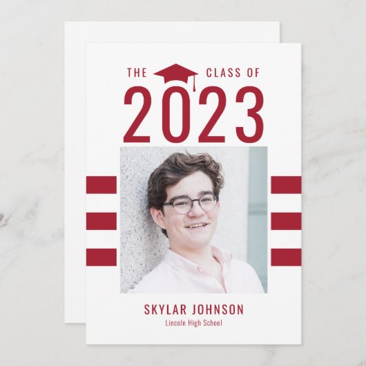 Chic Stripes EDITABLE FARBEN Abschluss Einladung (Vorne/Hinten)