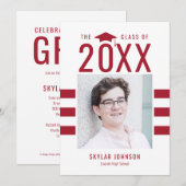 Chic Stripes EDITABLE FARBEN Abschluss Einladung (Vorne/Hinten)